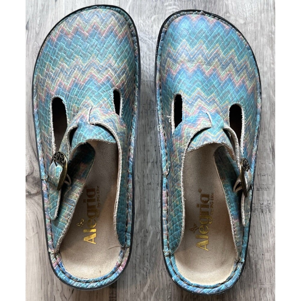 Algeria Size 39 Open Back Classic Clog Woven Wonder Chevron Pattern ALG-7519